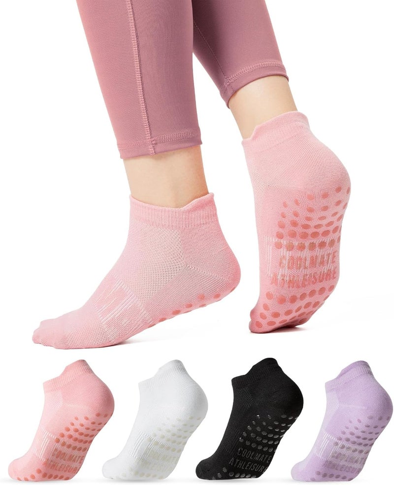 CoolMate Store Pilates Socks with Grips for Women, Yoga Socks, Crew Non Slip Women for Barre, Pilates Gifts - Image 1
